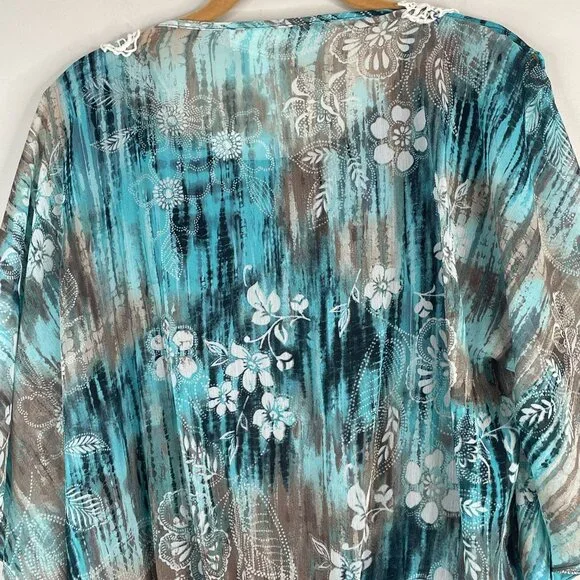 Vintage Boho Lace Trim Top Womens 18 20 Peplum Floral Feminine Flutter Sleeve - Picture 15 of 16